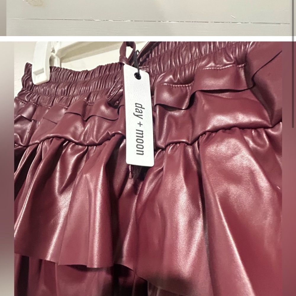NWT! Maroon Faux Leather Mini Skirt Skort